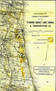 1892 color map of the lands of the Florida canal and Boston & Florida land companies